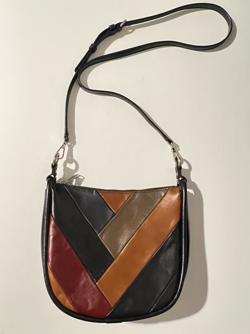 Patricia Nash Calanna Leather Hobo Crossbody Retro Colorblock